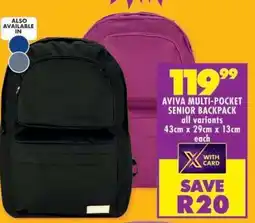 Shoprite AVIVA MULTI-POCKET SENIOR BACKPACK offer