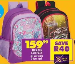 Shoprite TEEN FUN BACKPACK offer