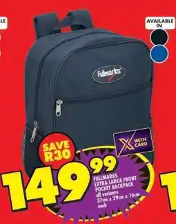 Shoprite FULLMARKS EXTRA LARGE FRONT POCKET BACKPACK offer