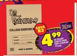 Shoprite A4 COLLEGE EXERCISE BOOK FEINT & MARGIN 72-page offer