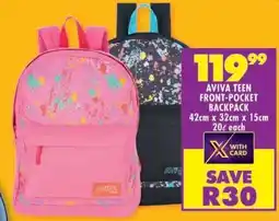 Shoprite AVIVA TEEN FRONT-POCKET BACKPACK offer