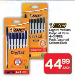 Pick n Pay BIC Crystal Medium Ballpoint Pens 4+3 FREE Pack Assorted Colours Each offer