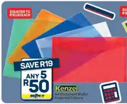 Pick n Pay Kenzel A4 Document Wallet Assorted Colours offer
