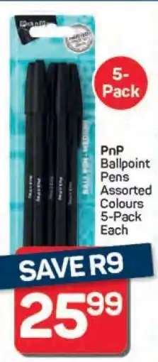 Pick n Pay PnP Ballpoint Pens Assorted Colours 5-Pack Each offer