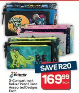 Pick n Pay Butterfly 3-Compartment Deluxe Pencil Case offer