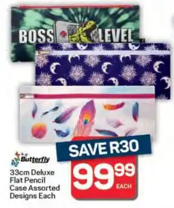 Pick n Pay Butterfly 33cm Deluxe Flat Pencil Case Assorted Designs Each offer
