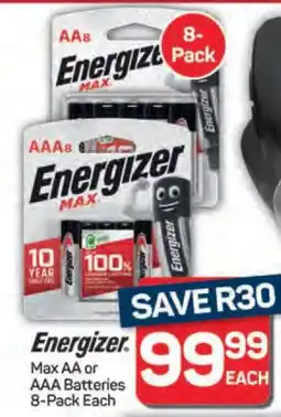 Pick n Pay Energizer Max AA or AAA Batteries 8-Pack Each offer