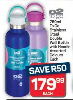 Pick n Pay 750ml To Go Stainless Steel Double Wall Bottle with Handle offer