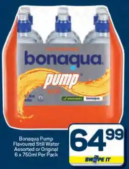 Pick n Pay Bonaqua Pump Flavoured Still Water Assorted or Original 6 x 750ml Per Pack offer