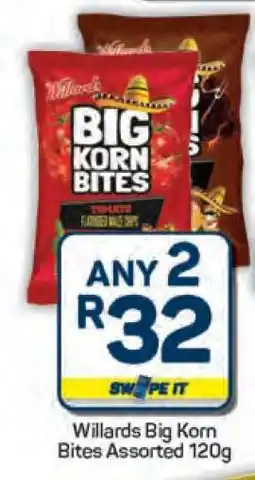 Pick n Pay Willards Big Korn Bites Assorted 120g offer