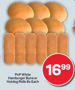 Pick n Pay PnP White Hamburger Buns or Hotdog Rolls 6s Each offer