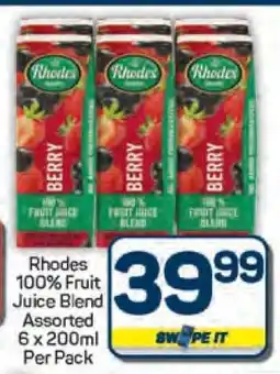 Pick n Pay Rhodes 100% Fruit Juice Blend Assorted-6 x 200ml Per Pack offer