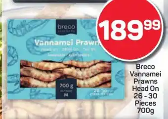 Breco Vannamei Prawns Head On 26 - 30 Pieces 700g