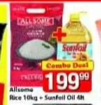 Check Save Allsome Rice 10kg+ Sunfoil Oil 4lt offer