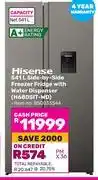 Game Hisense 541Ltr Side-By-Side Freezer Fridge With Water Dispenser H680SIT-WD offer