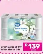 Game Great Value 2-Ply Toilet Tissue 24's Pack offer