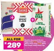 Game Huletts Sunsweet Brown Sugar 8kg +Sasko Cake Wheat Flour 5kg+White Star Super Maize Meal 5kg-For All offer
