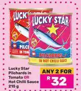 Game Lucky Star Pilchards In Tomato Or Hot Chilli Sauce-For Any 2 x 215g offer