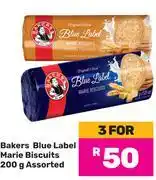 Game Bakers Blue Label Marie Biscuits Assorted-For 3 x 200g offer