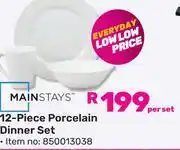 Game Mainstays 12 Piece Porcelain Dinner Set (850013038)-Per Set offer