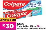 Game Colgate Triple Action 100ml Or Active Salt 75ml Toothpaste-For 2 offer