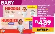 Game Huggies Gold Skin Soft Nappies Or Gold Pants Mega Box Assorted Sizes-Each offer