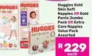 Game Huggies Gold Skin Soft Nappies Or Gold Pants Jumbo Pack Or Extra Care Nappies Value Pack Assorted-Ea offer