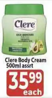 Supa Store Clere Body Cream Assrt offer