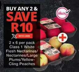 Checkers Class 1 White Flesh Nectarines/ Nectarines/ Large Plums/ Yellow-Cling Peaches offer