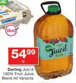 Checkers Darling Juic'd 100% Fruit Juice Blend All Variants offer