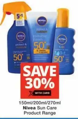 Checkers Nivea Sun Care Product Range offer