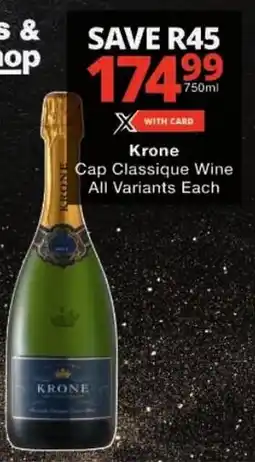 Checkers Krone Cap Classique Wine All Variants offer
