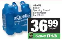 Spar aQuellè Still or Sparkling Natural Spring Water offer
