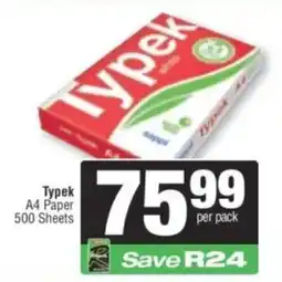 Spar Typek A4 Paper 500 Sheets offer