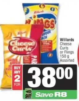 Spar Willards Cheese Curls or Flings Assorted offer