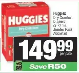 Spar Huggies Dry Comfort Diapers or Pants Jumbo Pack Assorted offer