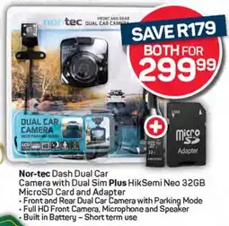 Pick n Pay Nor-tec Dash Dual Car Camera with Dual Sim Plus HikSemi Neo 32GB MicroSD Card and Adapter offer