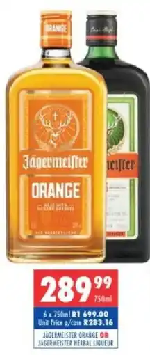 Ultra Liquors Jagermeister orange or jagermeister herbal liqueur offer