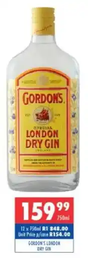 Ultra Liquors Gordon's london dry gin offer
