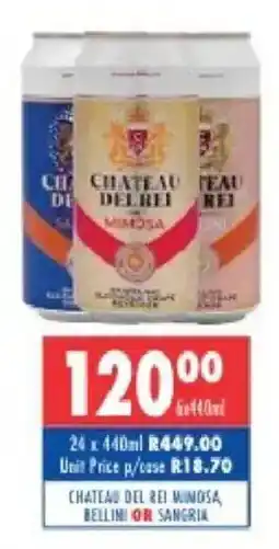 Ultra Liquors Chateau del rei mimosa bellini or sangria offer