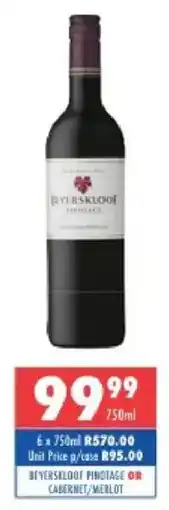 Ultra Liquors Beyerskloof pinotage or cabernet/merlot offer