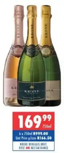 Ultra Liquors Krone borealis brut rose or nectar range offer
