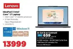 HiFi Corp Lenovo IdeaPad 3 Intel Core i7 Laptop offer