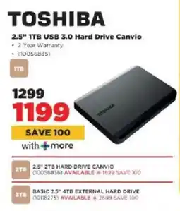 HiFi Corp Toshiba 2.5" 1TB USB 3.0 Hard Drive Canvio offer