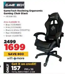 HiFi Corp GameTech Reclining Ergonomic Gaming Chair Black offer