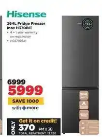 HiFi Corp Hisense 264L Fridge Freezer Inox H370BIT offer