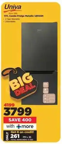 HiFi Corp Univa 117L Combi Fridge Metallic UB155M offer