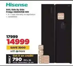 HiFi Corp Hisense 541L Side By Side Fridge H680SMIB-WD offer