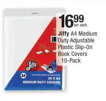 Jiffy A4 Medium Duty Adjustable Plastic Slip-On Book Covers 10-Pack