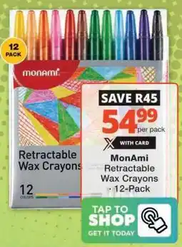 Checkers Monami Retractable Wax Crayons 12 Pack offer